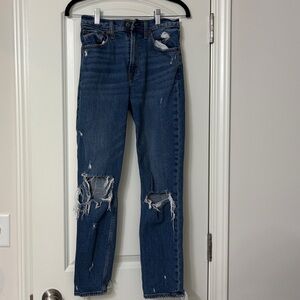 Abercrombie & Fitch Straight Leg Distressed Blue Jeans